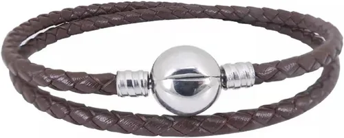 Vista 6 de KunBead Pulseras de cuentas de cadena de cuero doble para hacer joyas para mujeres y adolescentes con cierre de clip compatible con dijes Pandora