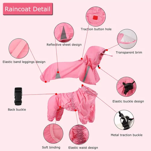 Vista 2 de SEIS 2 piezas de impermeables para perros grandes con capucha, poncho de labrador dividido y sudadera con capucha, impermeable, ropa de lluvia