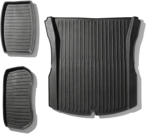 Vista 7 de 3 piezas para Tesla Cybertruck Accesorios de alfombrillas de maletero 2024 2025, a medida, todo tipo de clima, forro de carga TPE, alfombrilla