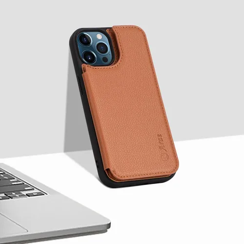 Vista 7 de Arae - Funda compatible con iPhone 12 y iPhone 12 Pro - Funda tipo billetera con bolsillos para tarjetas de cuero PU, tapa trasera abatible