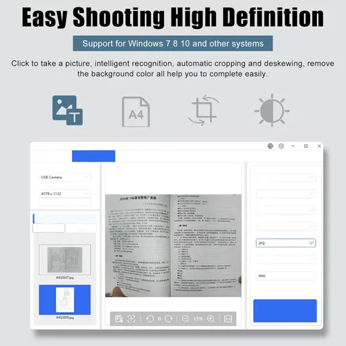 Vista 5 de Cámara de documentos USB, cámara web de documentos 4K Ultra 16MP con ángulo ajustable, enfoque manual automático, ajuste de brillo para aprendizaje