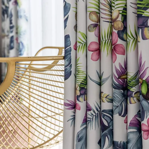 Vista 12 de VOGOL Cortinas insonorizadas con estampado de pájaros y hojas, cortinas de oscurecimiento de habitación para comedor, 2 paneles, 52 x 63 pulgadas