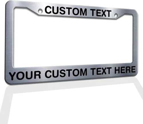 Vista 14 de Marcos de Matrícula con Cualquier Texto - Marco de Placa con Tu Mensaje Personalizado, Marco de Matrícula Personalizado con Nombre, Monograma, Logo