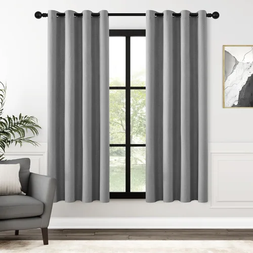 Vista 121 de ChrisDowa Cortinas 100% Opacas de Abedul Sólido de 45 Pulgadas de Largo, 2 Paneles para Dormitorio y Sala de Estar, Estilo Granja Oscurecedoras