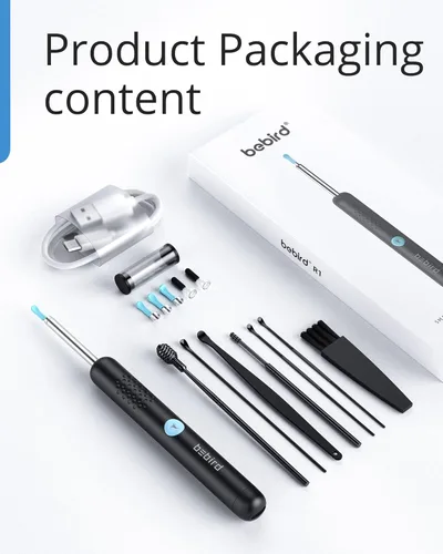 Vista 7 de BEBIRD Herramienta de eliminación de cera de oídos con cámara HD, limpiador visual inteligente R1 mejorado con otoscopio, visor de oídos con 6 luces