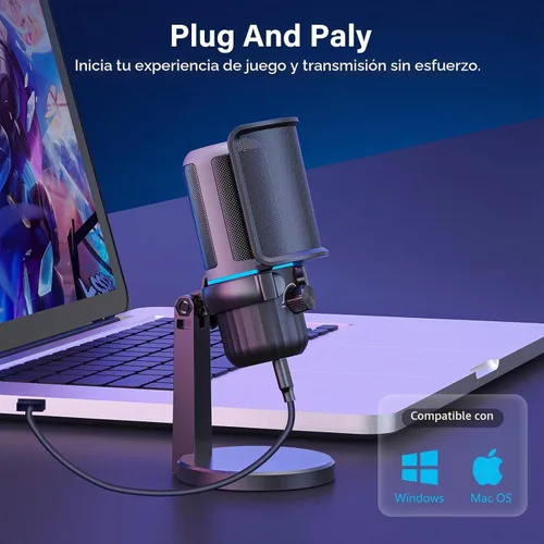 Vista 3 de Micrófono de escritorio USB, Plug & Play para PC/Mac Negro 1