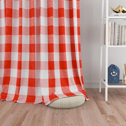Vista 27 de UPOPO Cortinas de ventana Buffalo Check 122 cm de largo, cortinas de algodón para sala de estar, paneles de cortina a cuadros para dormitorio