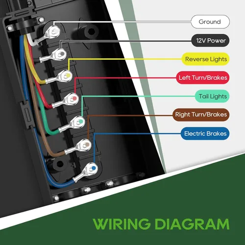 Vista 3 de RVGUARD Cable de Remolque de 7 Vías de 16 Pies con Kit de Caja de Conexiones de 7 Terminales, Incluye Interruptor de Desconexión de 12V y Soporte