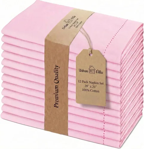 Vista 83 de Urban Villa Juego de 6 servilletas de tela blancas (18 x 18 pulgadas) 100% algodón absorbente, lavable, duradero, reutilizable, ideal