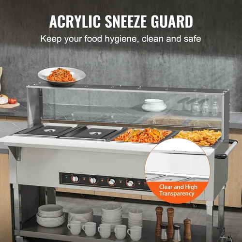 Vista 6 de Vevor - Calentador de alimentos comercial de 2 bandejas, mesa de vapor eléctrica de 2 x 20.6QT, calentador de alimentos para buffet de catering