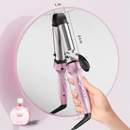 Vista 2 de Dan Technology Rizador de doble voltaje con barril de 1 pulgada, temperatura ajustable, apagado automático de 60 minutos para cabello largo y corto