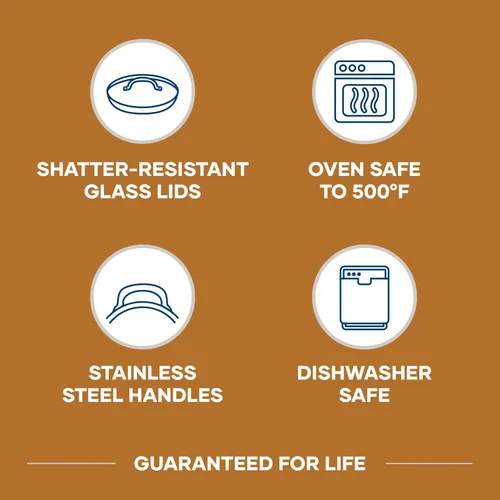 Vista 9 de Farberware Style - Cacerola antiadherente con tapa, 3 cuartos de galón, color azul