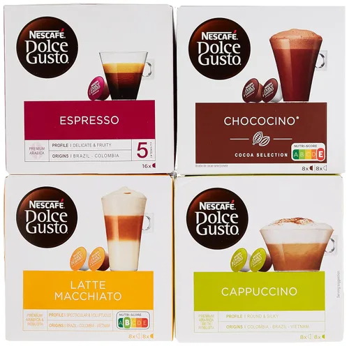 Nescafe Dolce Gusto - Paquete variado de 4 sabores (64 cápsulas) en caja
