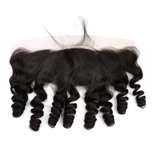 Vista 9 de Un donante de grado superior 13x4 base de seda cierre frontal de encaje cabello humano con cabello de bebé ondulado brasileño virgen cierre de pelo