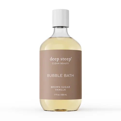 Deep Steep Baño de Burbujas, Vainilla de Azúcar Moreno 17 oz – Hipoalergénico, Clínicamente Probado Baño Relajante con Manteca de Karité y Aceite de