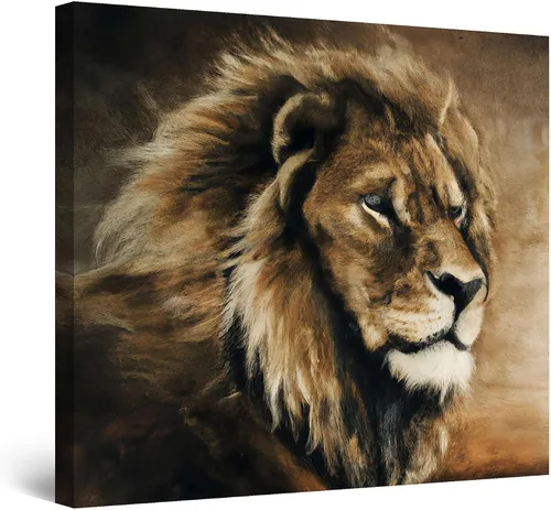 Vista 21 de Startonight Lienzo decorativo para pared, diseño de león morado y mujer, con marco de 32 x 48 pulgadas