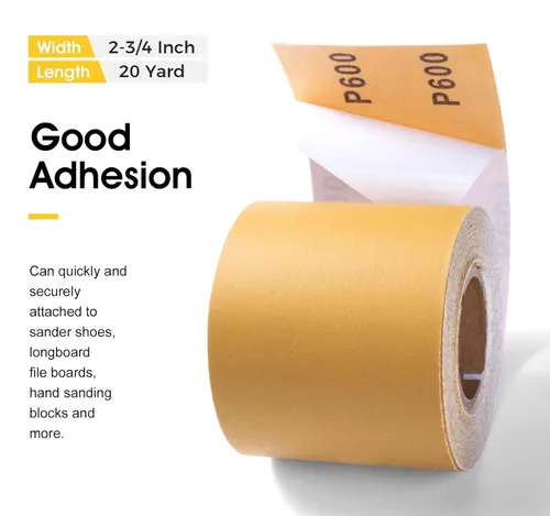Vista 3 de S SATC Papel de lija PSA de grano 600 de 20 yardas de largo, rollo continuo de 2-3/4 pulgadas de ancho, autoadhesivas para automóviles, bloques