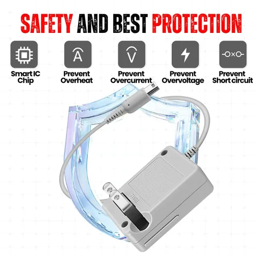 Vista 3 de TNP - Cargador 3DS, adaptador de corriente alterna, fuente de alimentación, cable de carga de batería de viaje, kit de accesorios de repuesto