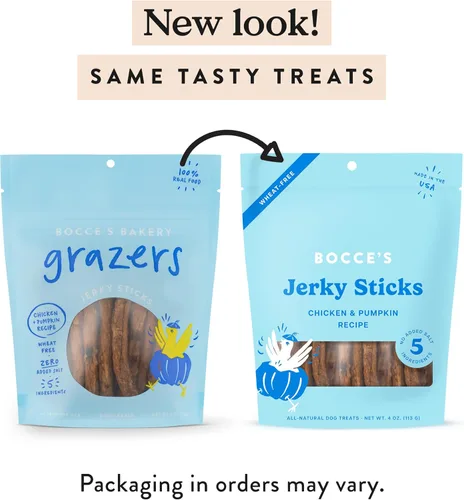 Vista 2 de Bocce's Bakery Jerky Stick - Golosinas para perros, sin trigo, hechas con ingredientes limitados, horneadas en los Estados Unidos sin sal o azúcar