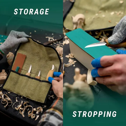 Vista 8 de BeaverCraft SC01 Juego de cinceles para tallar madera S15 Kit de tallado de madera para principiantes niños