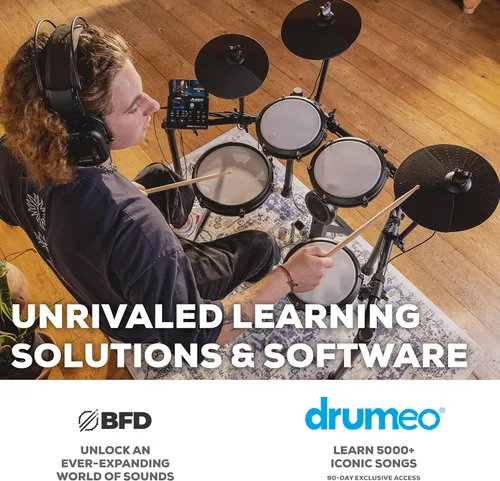 Vista 5 de Alesis Nitro Max Kit - Juego de batería eléctrica con almohadillas de malla silenciosas, caja de doble zona de 10 pulgadas, Bluetooth, más de 440