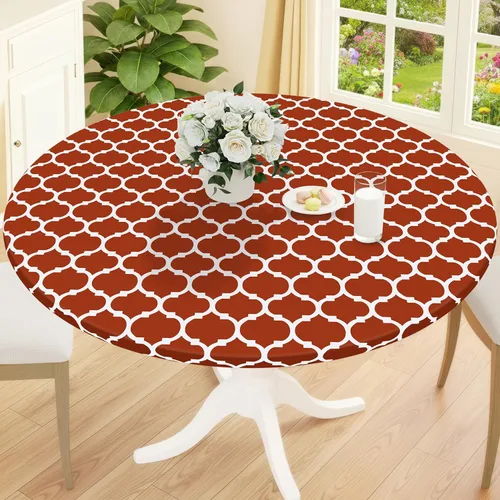 Vista 41 de Smiry Mantel redondo de pícnic, fundas de mesa elásticas impermeables para mesas de 18 a 24 pulgadas, manteles de vinilo con parte trasera