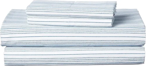 Vista 47 de Nautica - Sábanas, juego de ropa de cama de percal de algodón con funda de almohada a juego, vigorizante y fresco, bolsillo profundo