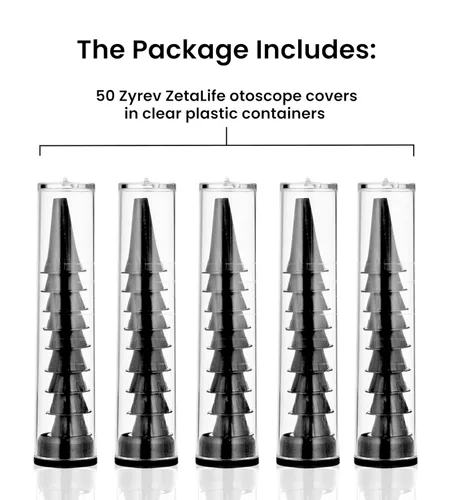 Vista 3 de Zyrev ZetaLife - Cubierta para otoscopio de plástico, puntas para espécula, desechables, paquete de 50 fundas desechables de 2,5/0.157 in