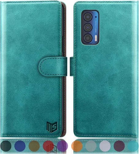 Vista 11 de SUANPOT Funda tipo cartera para Motorola Moto Edge 5G UW/Edge 2021 (bloqueo RFID). Soporte para tarjetas de crédito, funda de piel sintética