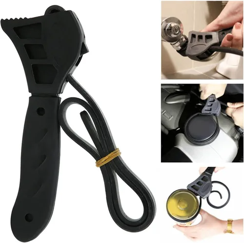Vista 5 de Qiilu Llave de correa de correa Llave de filtro de aceite Llave de correa de goma Llave de correa de goma Llave de cinturón Abrebotellas Herramienta
