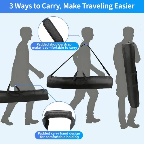 Vista 8 de HEMMOTOP Funda de transporte para trípode de 39 pulgadas, bolsa ligera acolchada de 0.2 pulgadas con correa para el hombro y asa de transporte