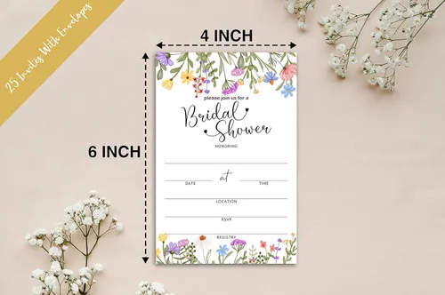Vista 2 de Tarjetas de invitación para despedida de soltera con sobres, tarjetas de acuarela floral para despedida de soltera en blanco, para bodas