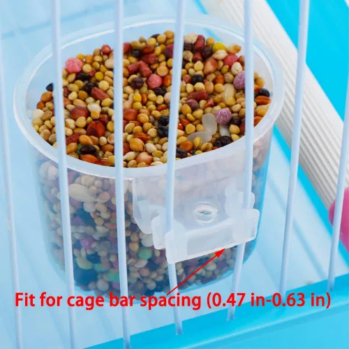 Vista 4 de 9 Pack Small Bird Food and Water Bowl Feeder, Parrot Convenient Hanging Container, Plastic Cage Sand Cup Feeding Dish