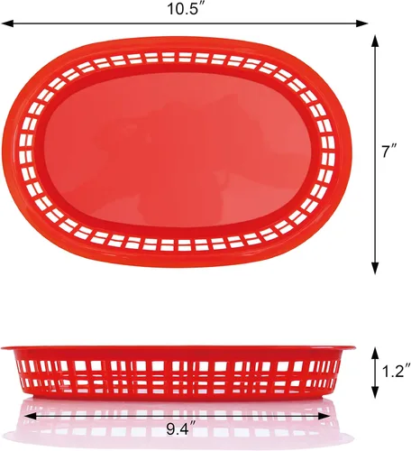 Vista 3 de New Star Foodservice Cestas de comida rápida, 10.5 x 7 pulgadas, juego de 36, rojo