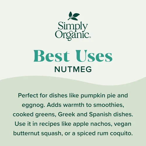 Vista 4 de Simply Organic Nuez moscada pura molida, tarro de 2.3 onzas, aromático, sabor sutilmente picante, dulce, Kosher, sin OMG, sin ETO (paquete de 3)