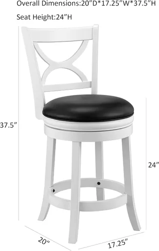 Vista 17 de Ball & Cast Taburetes giratorios tapizados para mostrador de cocina, taburetes de bar de 24 pulgadas de altura del asiento, silla de taburete