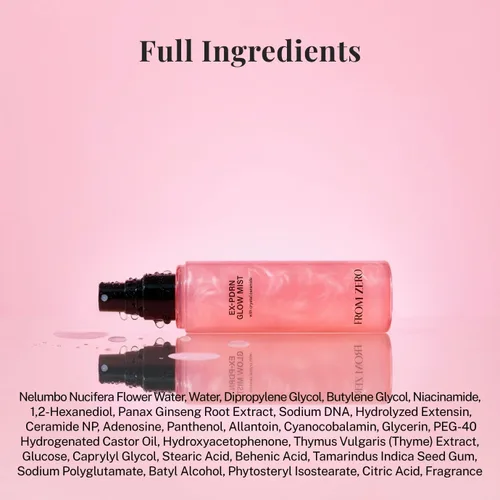 Vista 9 de FROM ZERO EX-PDRN Glow Mist, spray de tóner de ceramida rosa, aroma a rosa, hidratación ligera, hidratante, brócoli PDRN, exosomas de Jinseng