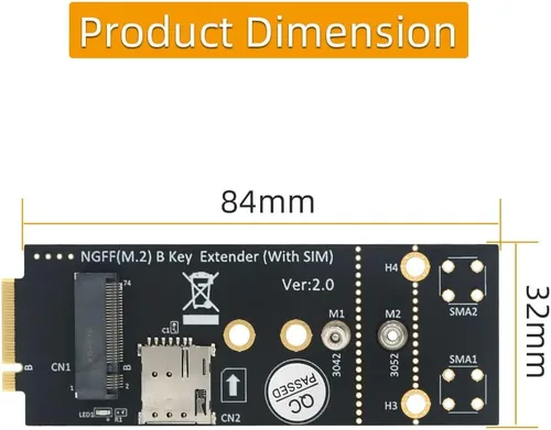 Vista 3 de HLT M.2 (NGFF) Adaptador de llave B con tarjeta SIM para módulo 3G/4G/5G