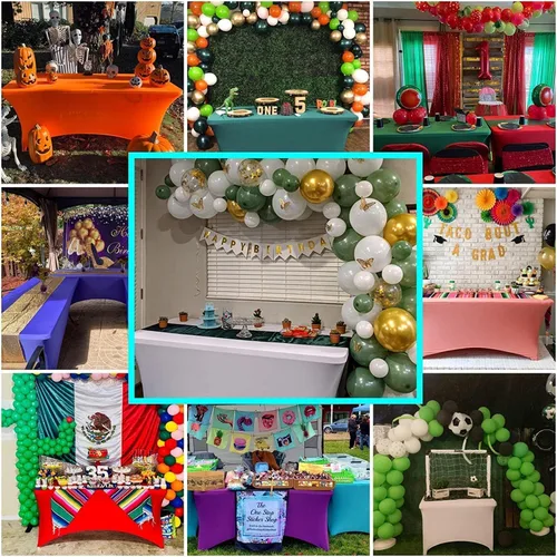 Vista 6 de IVAPUPU Paquete de 2 Manteles Elásticos de 8 Pies para Mesa Rectangular Ajustados para Eventos, Cubiertas de Mesa Blancas Elásticas Lavables