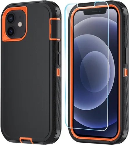 Vista 15 de Funda para iPhone 12 Pro Max con protector de pantalla HD, resistente a los golpes, al polvo y a las caídas, funda de 3 capas para iPhone 12 Pro Max