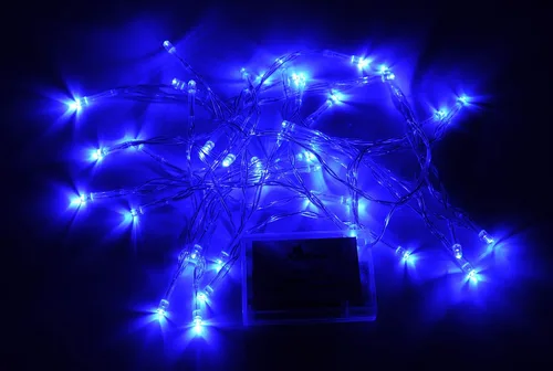 Vista 4 de Cadena Karlling de luces LED azules operadas con batería, 40 unidades, para decoración de boda, fiesta, Navidad, color azul