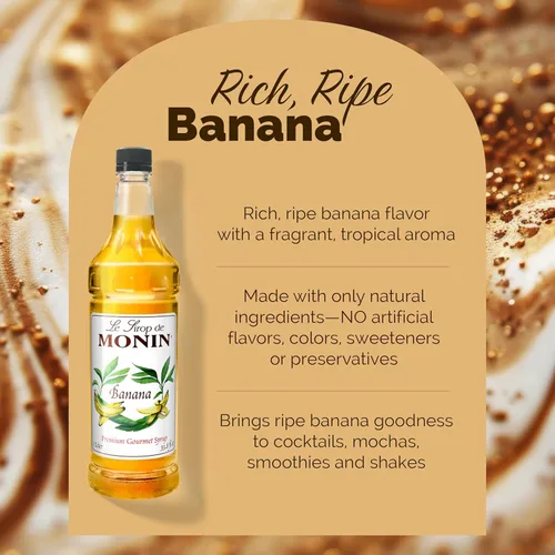 Vista 3 de Monin Jarabe saborizado, plátano, botella de plástico de 33.8 onzas (1 litro)