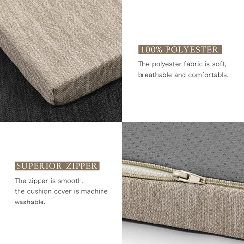 Vista 4 de baibu Cojín de Banco Antideslizante de 36 Pulgadas para Interiores y Exteriores con Lazos, Cojín de Asiento de Banco Rectangular Clásico