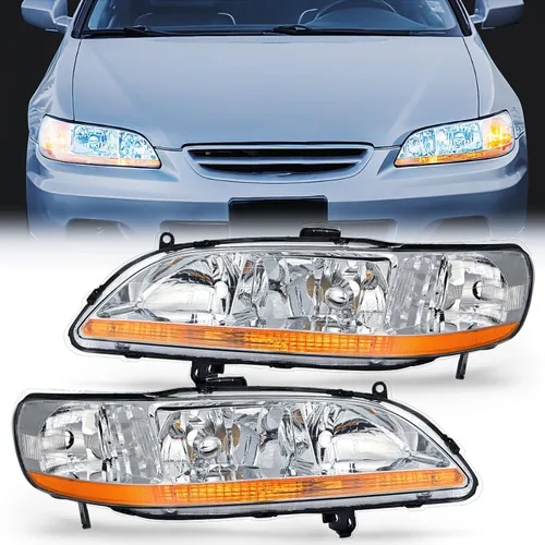 Vista 9 de Nilight Conjunto de faros delanteros compatible con Honda Accord 1998, 1999, 2000, 2001, 2002, repuesto de carcasa negra, reflector ámbar, lente