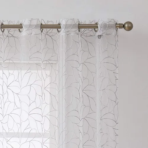 Vista 10 de Warm Home Designs Par de 2 cortinas de longitud corta de 54 pulgadas de ancho x 63 pulgadas de largo, cortinas transparentes bordadas con bordado