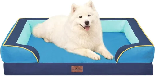Vista 108 de Comfort Expression Cama ortopédica para perros extra grandes de 45 x 35 pulgadas, cama para mascotas XL de espuma tipo caja de huevos impermeable