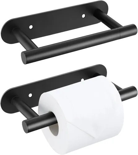 Vista 16 de Soporte de papel higiénico dorado cepillado, soporte para rollo de papel higiénico de acero inoxidable SUS304, moderno soporte de doble base