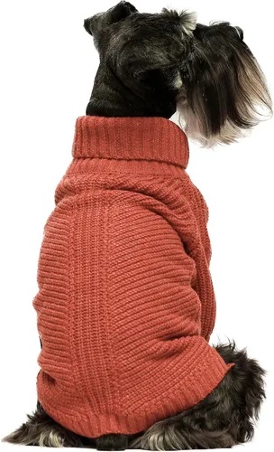 Vista 22 de Fitwarm Suéter de cuello alto para perro, abrigo térmico de punto para mascotas, ropa de invierno para perros pequeños, ropa de gato, negro, XS
