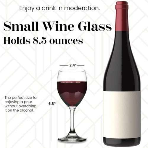 Vista 2 de Vikko Copas de vino pequeñas de 8.5 onzas, juego de 6, vidrio transparente, tallo duradero, apto para lavavajillas
