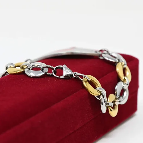 Vista 6 de Pulsera médica para mujer con grabado gratis, acero inoxidable, personalizable, tamaño personalizado, cadena de tono dorado de 0.6 in